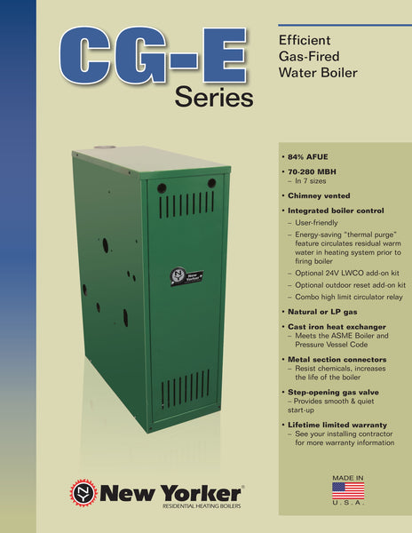 NEW YORKER CG-E WATER SERIES CAST IRON GAS HEAT BOILER