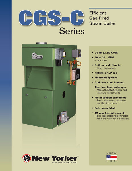 NEW YORKER CGS-C STEAM SERIES CAST IRON GAS HEAT BOILER