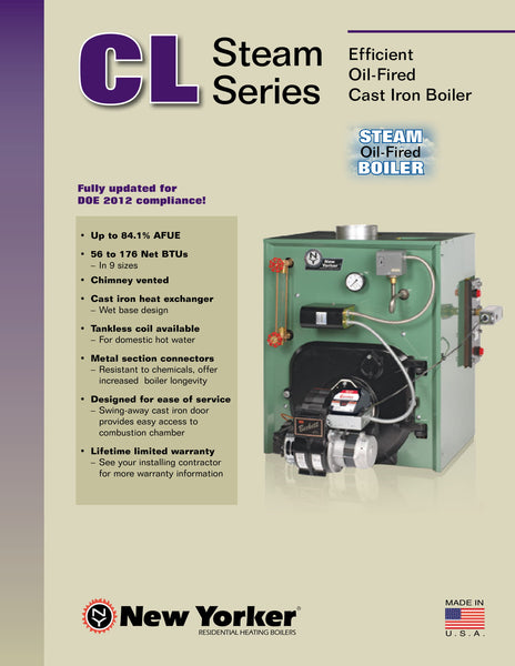 NEW YORKER CL STEAM SERIES CAST IRON OIL HEAT BOILER