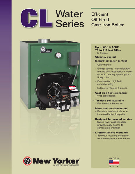 NEW YORKER CL WATER SERIES CAST IRON OIL HEAT BOILER