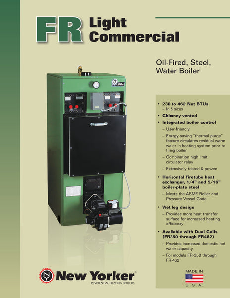 NEW YORKER FR LIGHT COMMERCIAL STEEL OIL HEAT BOILER