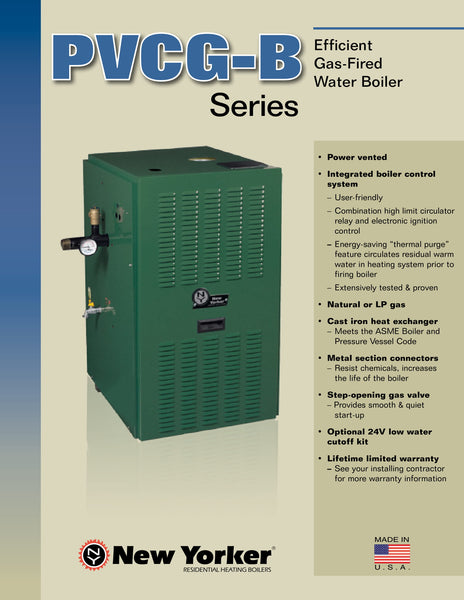 NEW YORKER PVCG-B WATER SERIES CAST IRON GAS HEAT BOILER