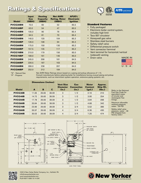 NEW YORKER PVCG-B WATER SERIES CAST IRON GAS HEAT BOILER