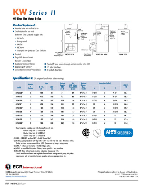 PENNCO KEYSTONE WATER SERIES II CAST IRON OIL HEAT BOILER