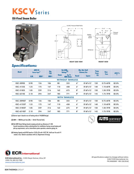 PENNCO KEYSTONE STEAM KSC V SERIES CAST IRON OIL HEAT BOILER