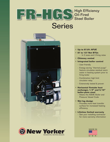 NEW YORKER FR-HGS SERIES STEEL OIL HEAT BOILER