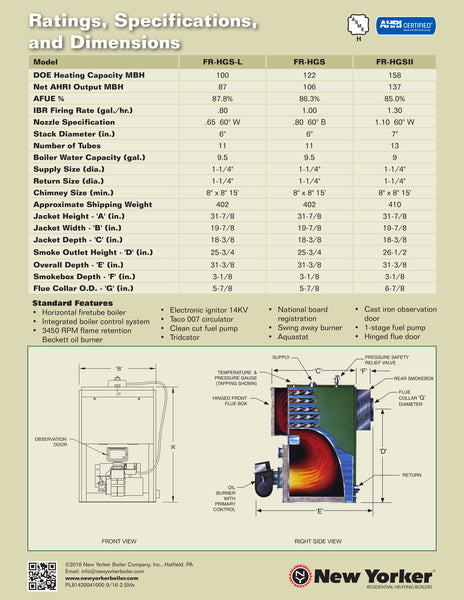 NEW YORKER FR-HGS SERIES STEEL OIL HEAT BOILER