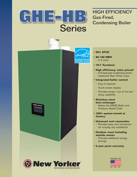 NEW YORKER GHE-HB WATER SERIES CONDENSING GAS HEAT BOILER