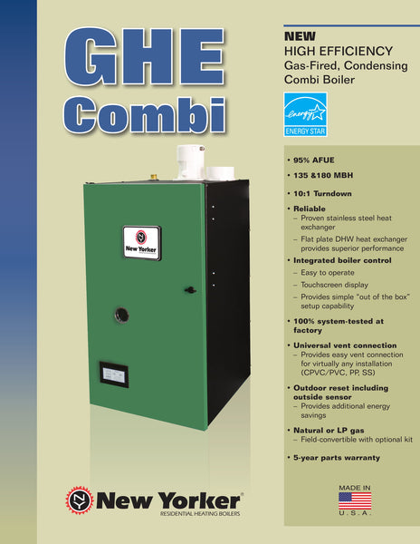 NEW YORKER GHE COMBI WATER SERIES CONDENSING GAS HEAT BOILER